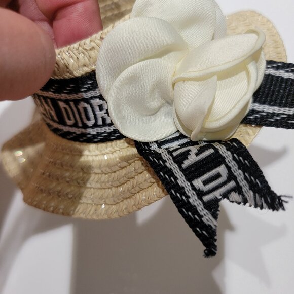 Labubu Straw Hat with Flower Accent #1 - Picture 1 of 2